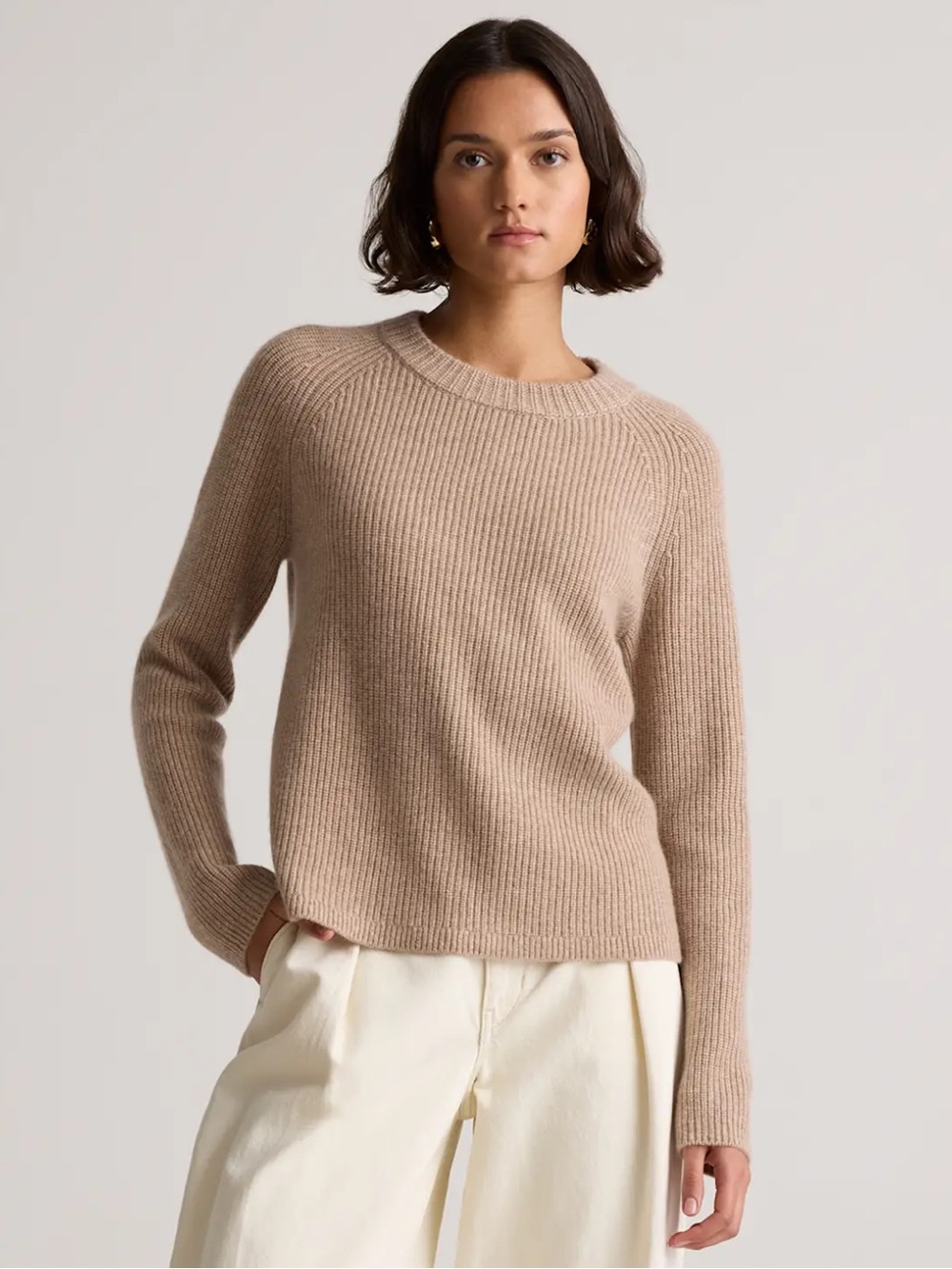100% Mongolian Cashmere Fisherman Crewneck Sweater
